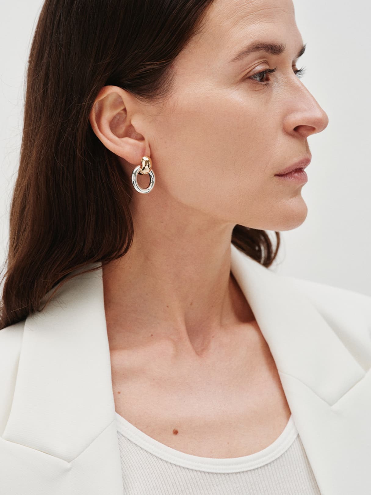 Female model wearing earrings